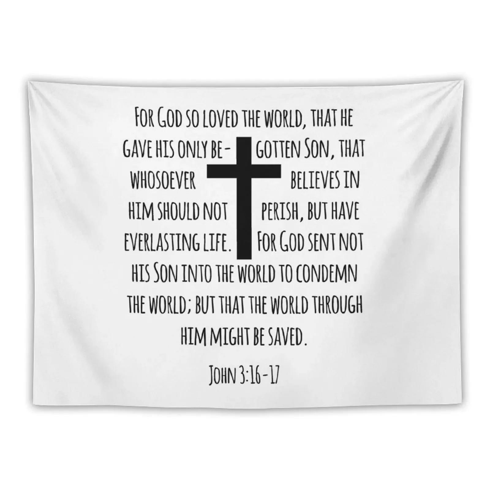 

John 3:16-17, For God So Loved the World, Cross Tapestry Hanging Wall Bedrooms Decorations Aesthetic Room Decor Tapestry