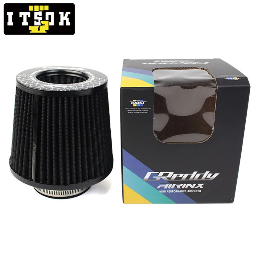 Greddi Intake Air Filter 3 Inch 76mm Black Red Blue Universal High Flow Racing Performance Cone Tapered Airfilter JDM Tuning