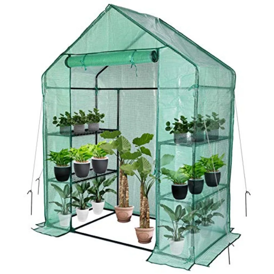 

Small Greenhouse for Outdoors56 x 30 x 76''Mini Walk in Greenhouse Portable Greenhouse with Roll-up Zipper Entry Door and Ancho