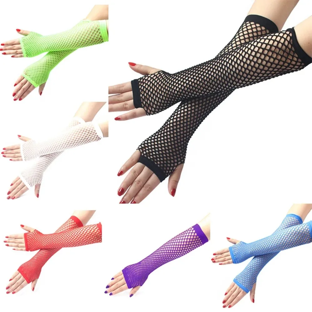 Women Neon Fishnet Long Finger - огляд і ціна Fingerless Glove Knit