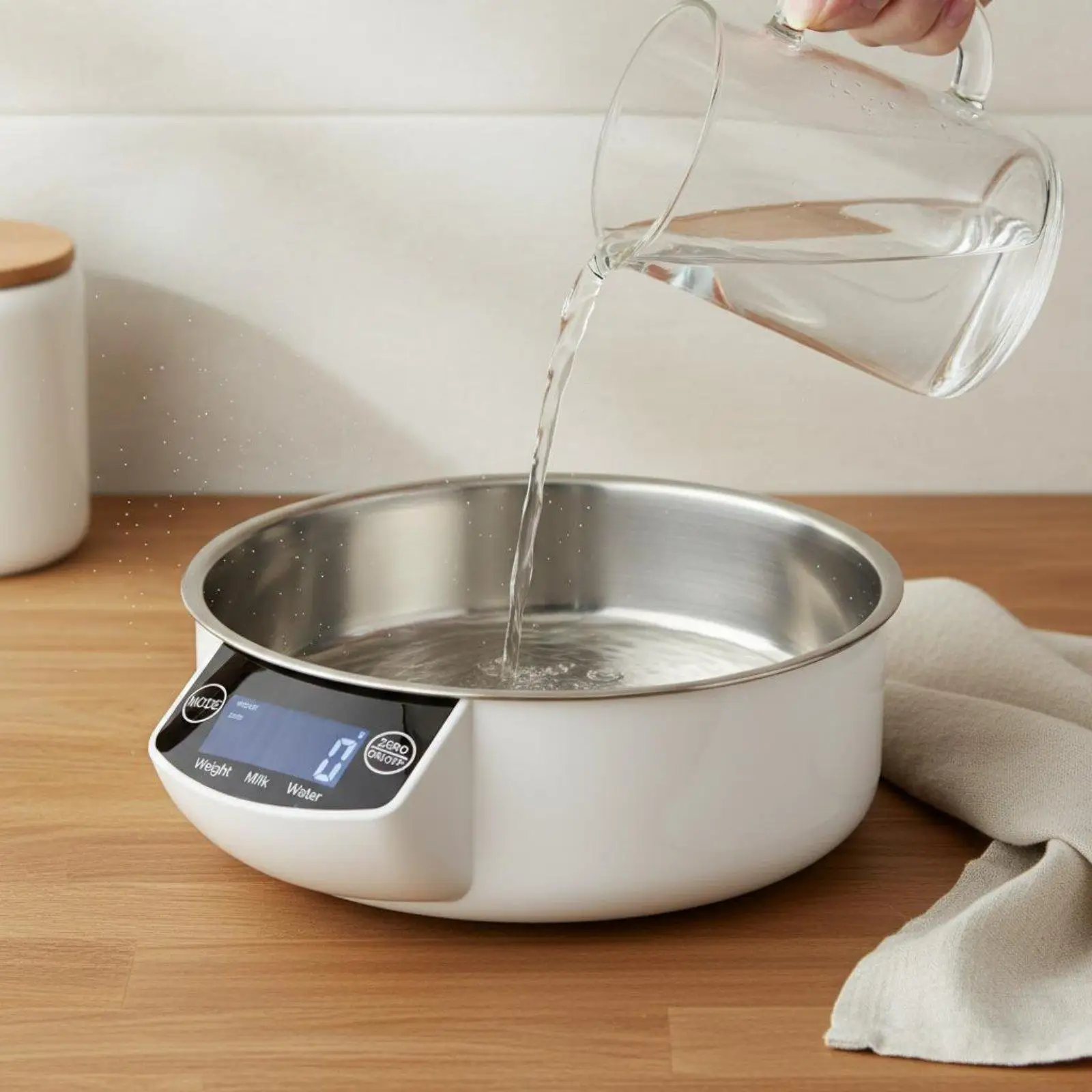 Stainless Steel Bowl Scale Tare Function Kitchenware Backlit LCD Display