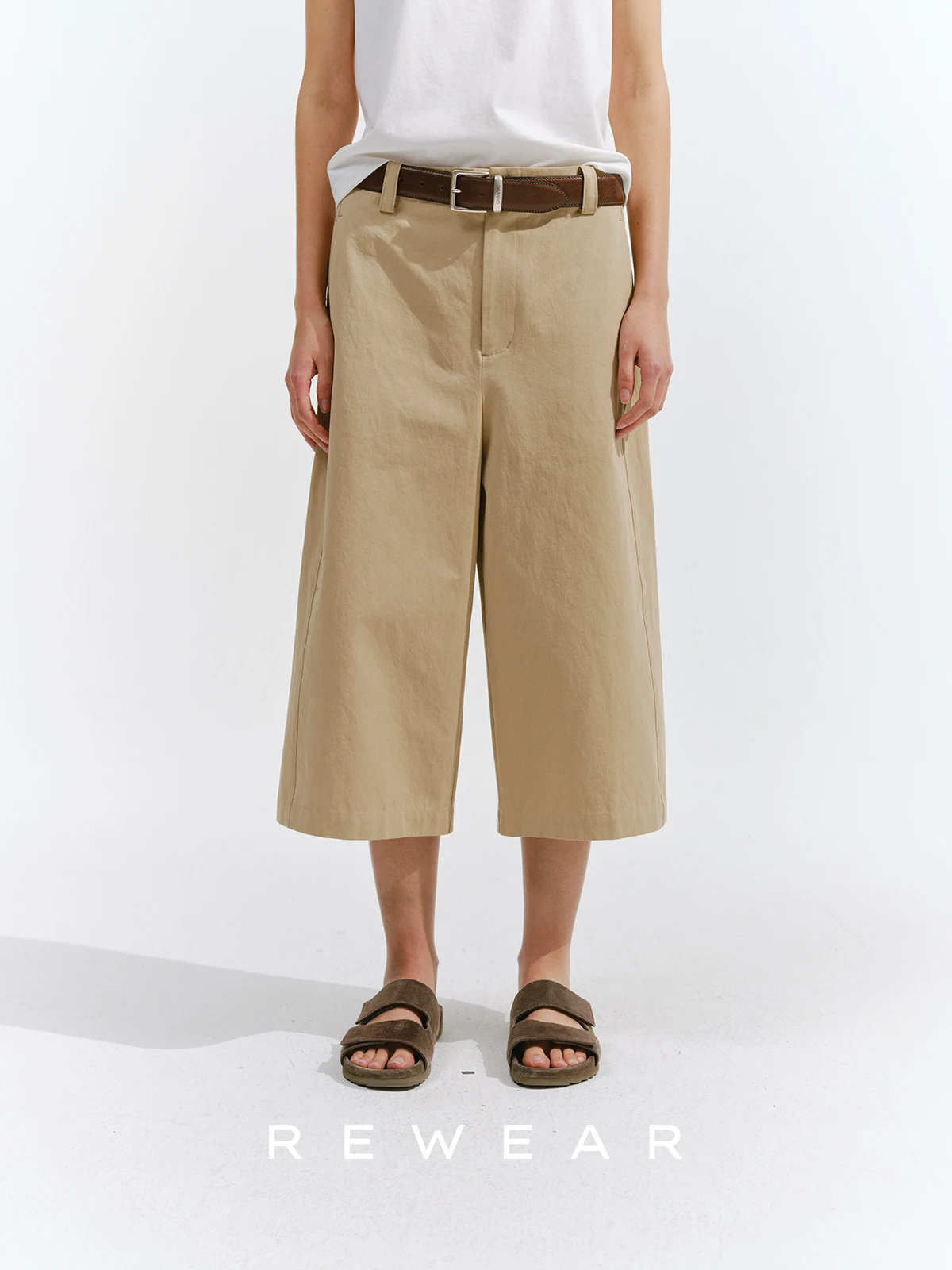 

Женские повседневные брюки REWEAR из высокоплотного хлопка, комфортные, дышащие, с текстурой, прямого кроя, длиной 6/8