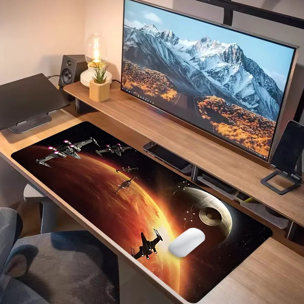 Spacecraft Pattern Mouse Pad Large Gaming Desk Pad With Stitched Edge Non-Slip XL Mousepad Rubber Base Desk Pad for Office