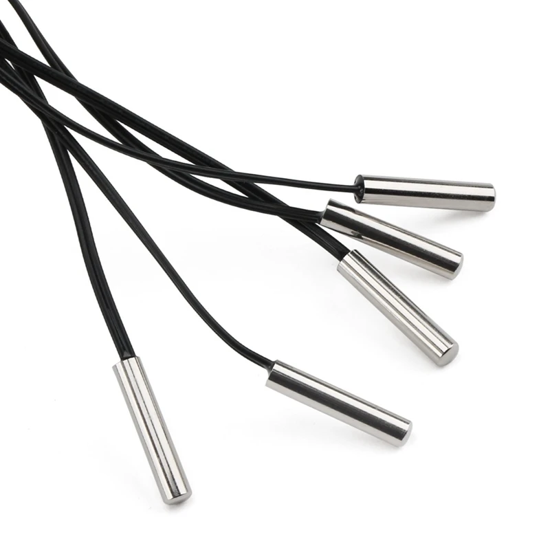 5Pcs 50Cm NTC Thermistor Temperature Sensor 5X25mm Waterproof Probe Wire B3950 10K 1% NTC W1209 W1401 Cable