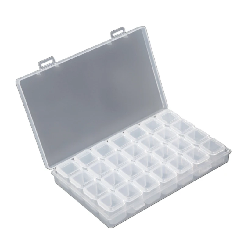 28 Grids Clear Plastic Box Storage Container Jewelry Box Bead Craft