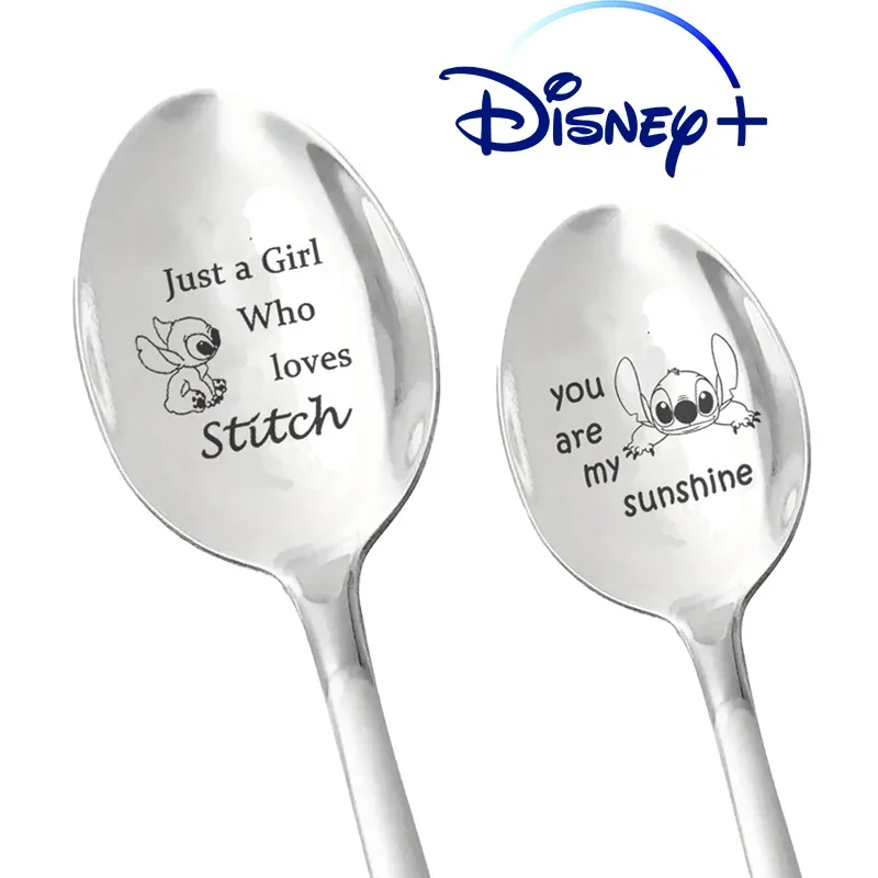 Disney Lilo Stitch Stainless Steel Spoons Cartoon Dessert Coffee Spoon Creative Holiday Gift Kitchen Ware Xmas Birthday Supplies