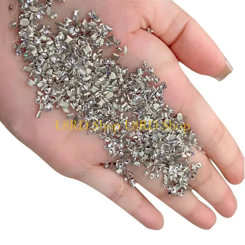 L8rd 50x pregos forma irregular Charms Crystal Rhinestones Diy Nails Decoração
