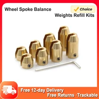 Kits de recarga de pesas de equilibrio de radios de rueda de latón reutilizables para motocicleta, Kits de recarga de pesas de equilibrio de radios de rueda, paquete de 8, 12, 14