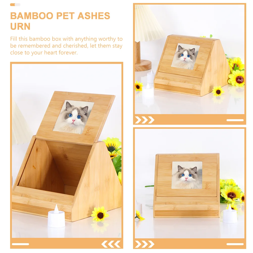 Kat en Hond Memorial Box Fotolijst Houten Huisdier Urn (h-021) 1pc As Ketting voor Vrouwen Foto Urnen Gift Honden Bamboe De