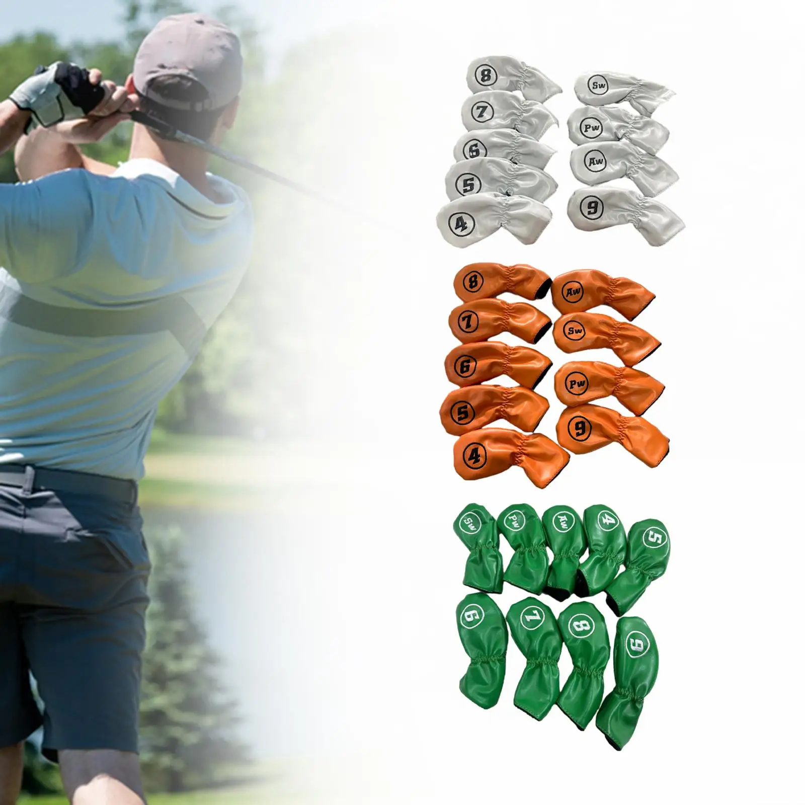 9Pcs Golf Iron Headcovers Lightweight Protective Golf Iron Head Protectors