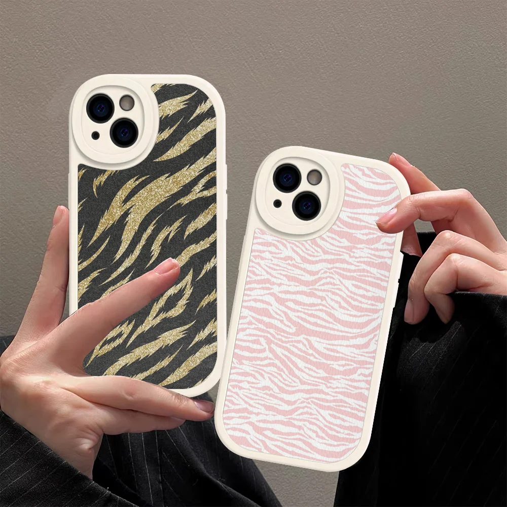 

Zebra Print Phone Case Hard Leather For IPhone 16 15 14 13 12 Mini 11 14 Pro Max Xs X Xr 7 8 Plus Fundas