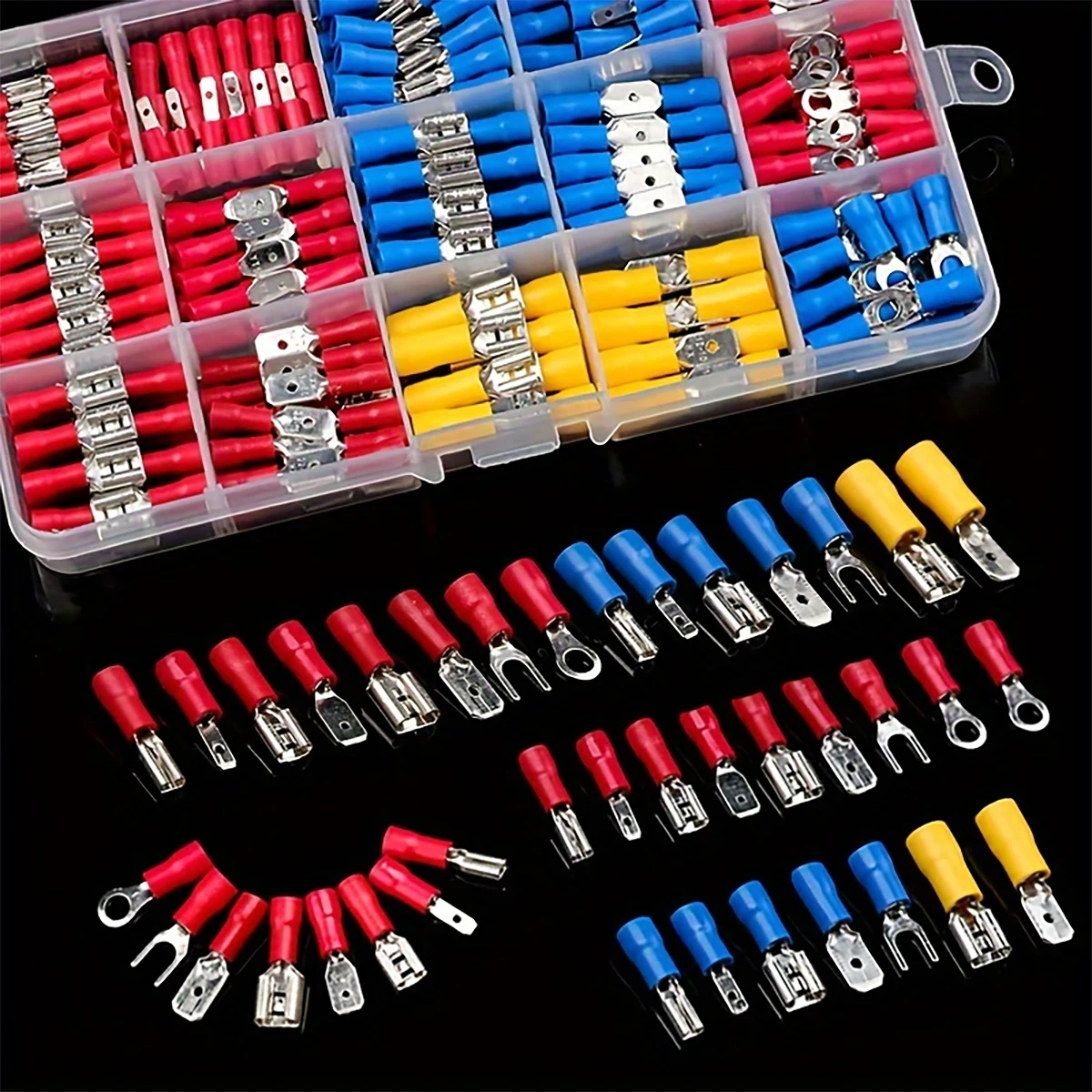 280-teiliges Crimp-Set, isolierte Kabelverbinder mit Docking-, Ring- und Gabelscheiben – Draht-Crimp-Set