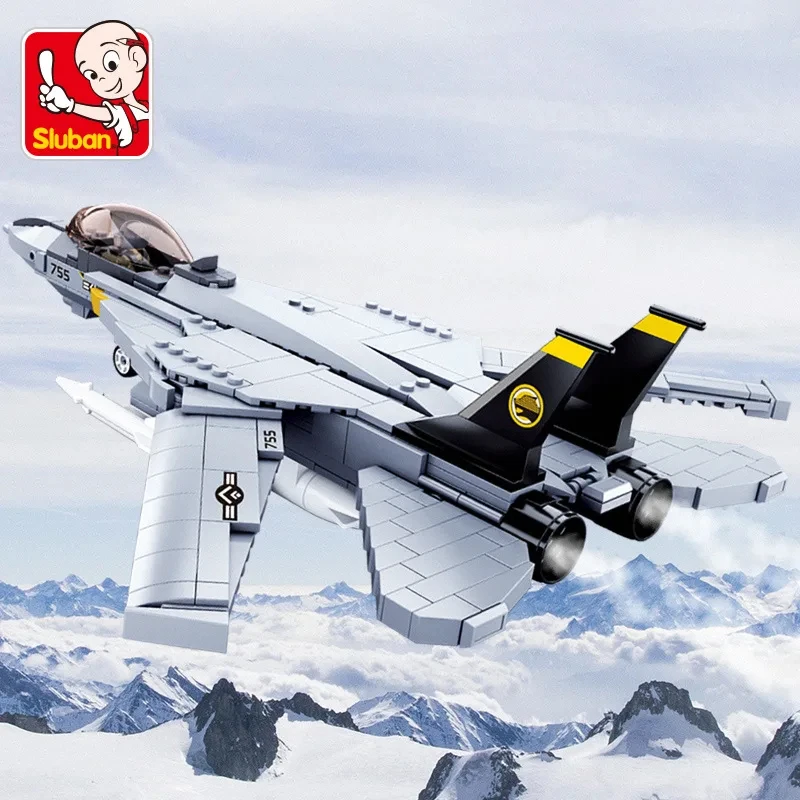 404PCS F14D Tomcat Fighter Model Bricks Military Series Carrier Based Fighter Weapon Figure Doll Building Blocks Kids DIY Toys