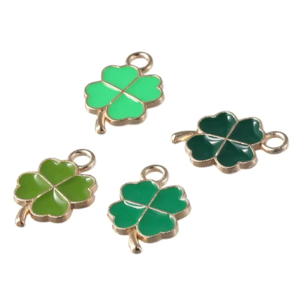 48pcs 11x18mm Four Leaf Clover Charm Pendants Alloy Four Leaf Clover Cute Small Enamel Pendants 4 Different Colors