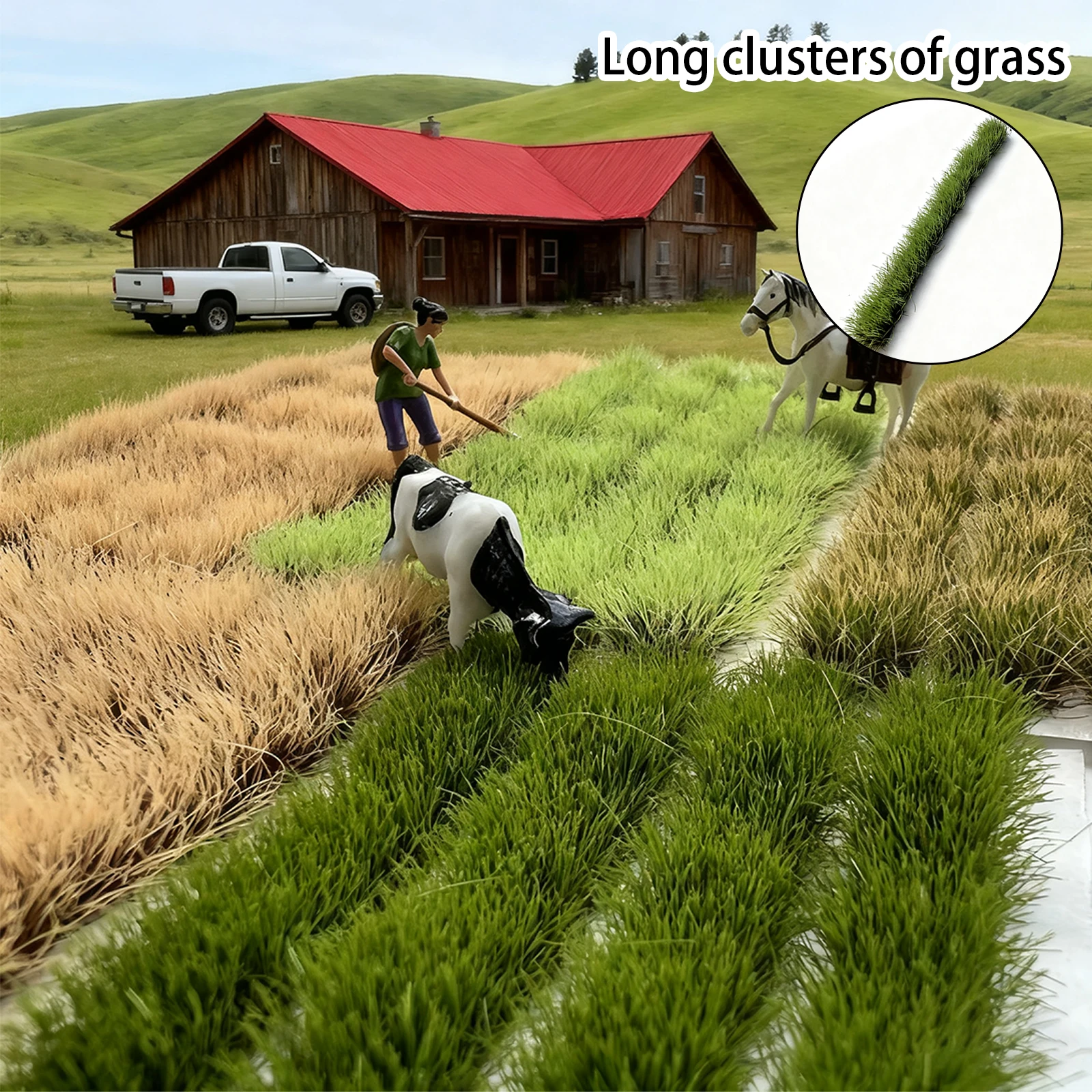 

4Pcs 8mm Static Rice Field Grass Artificial Turf for Model Railway Scenery Diorama 5 Color DIY Railroad Grass