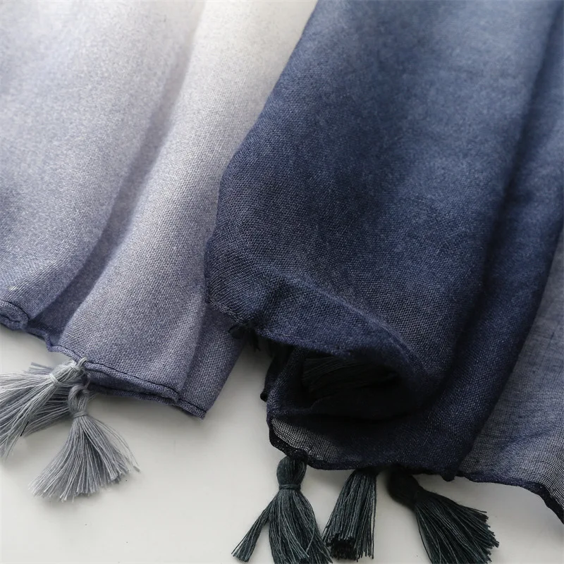 2024 Spain Fashion Ombre Bandhnu Tassel Viscose Shawl Scarf Lady High Quality Wrap Pashmina Stole Bufandas Muslim Hijab 180*90Cm