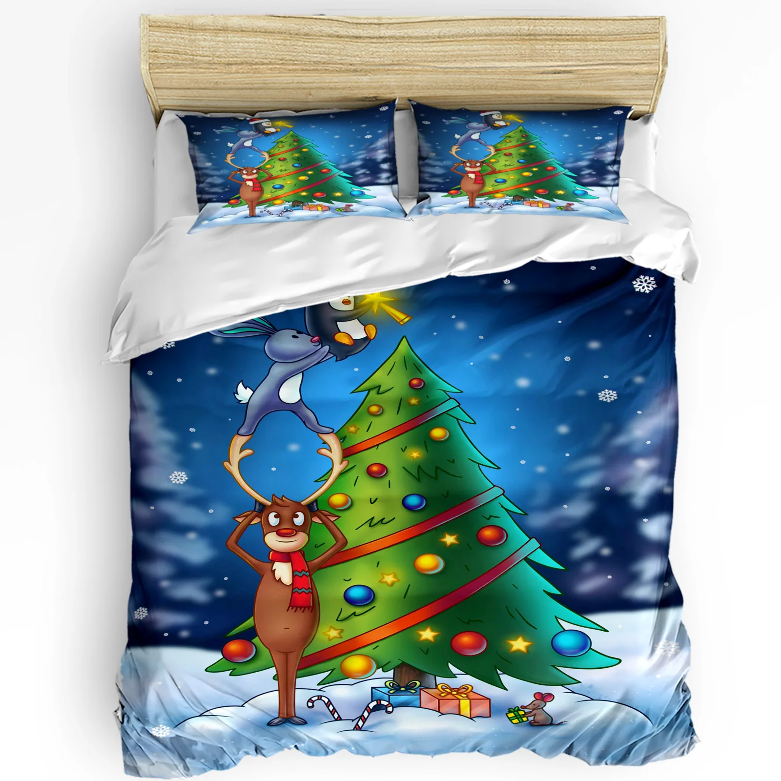 

3pcs Bedding Set Christmas Tree Decorations Home Textile Duvet Cover Pillow Case Boy Kid Teen Girl Bedding Covers Set