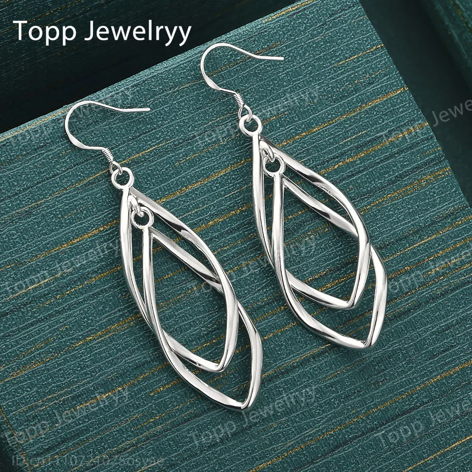 Elegant 925 Sterling Silver Exquisite Hollow Geometric Earrings Fashion Wedding Gift Accessories for Women