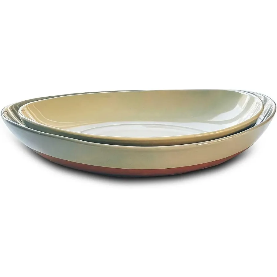 

Large Serving Bowls- Set of 2 Oval Platters for Entertaining. Modern Kitchen Dishes for Dinner, Fruit, Salad, Turkey, etc. Oven,