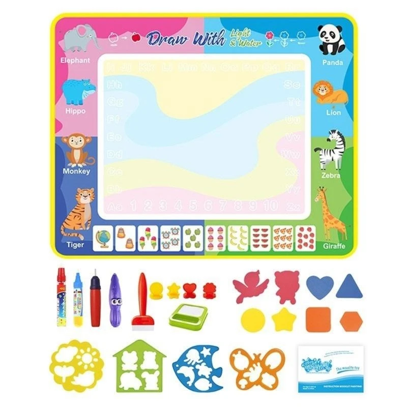 Portable Water Drawing Mat with Pens Stamp Kids Painting Board Baby Play Mat Mat Educational Toy Birthday Gift