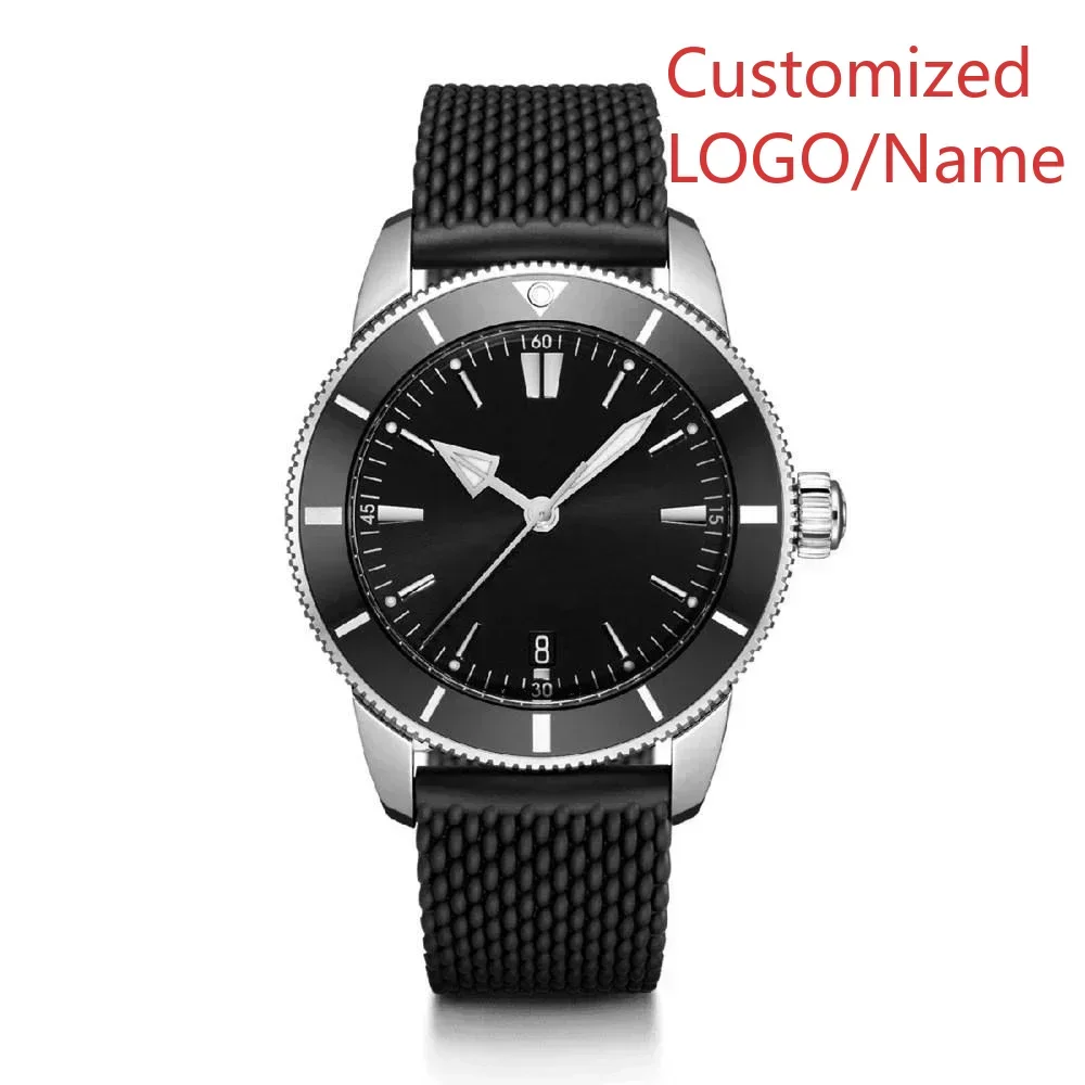 Relógio mecânico automático masculino de luxo superocean preto azul borracha rosa ouro relógios esportivos cerâmica personalizado