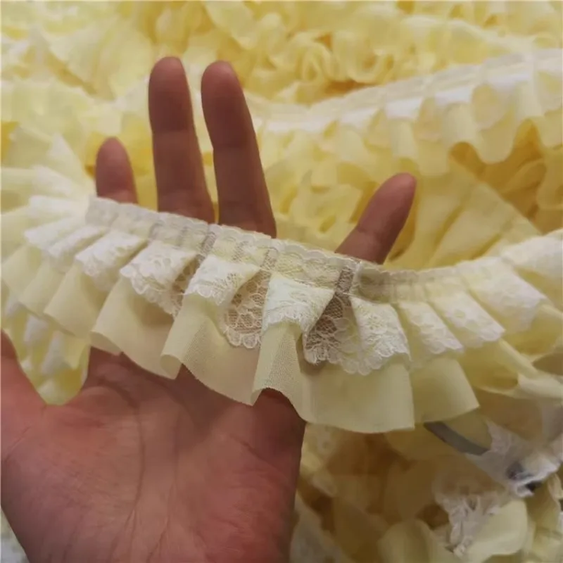 Çift katmanlı işlemeli pilili şifon dantel DIY kızların şapka giysi etekler Hem kanepe yastık perde kenar dikiş dekorasyon