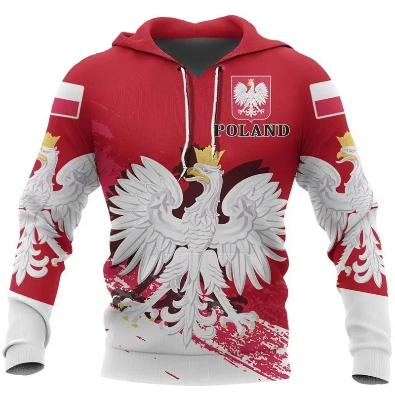 Polish Flag Badge felpe con cappuccio da uomo Graphic 3D Printed Polish Spirit Totem Pattern New in felpe con cappuccio e felpe Hip Hop Pullover Tops