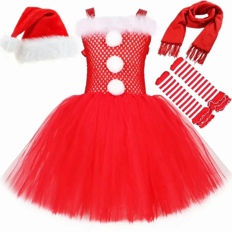 

Sparkly Christmas Elf Tutu Dress for Girls Santa Claus Costumes for Kids Birthday Halloween Outfit Children Xmas Holiday Clothes