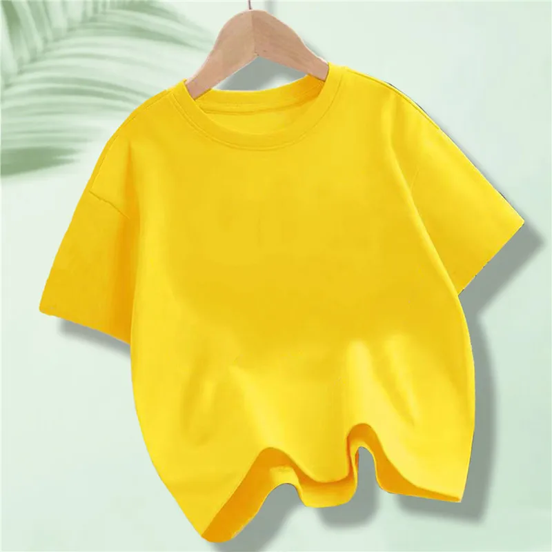 Kinder-Baumwoll-Kurzarm-T-Shirt für Kinder im Sommer, einfarbig, Rundhals-Tops für Jungen und Mädchen – Detail 12
