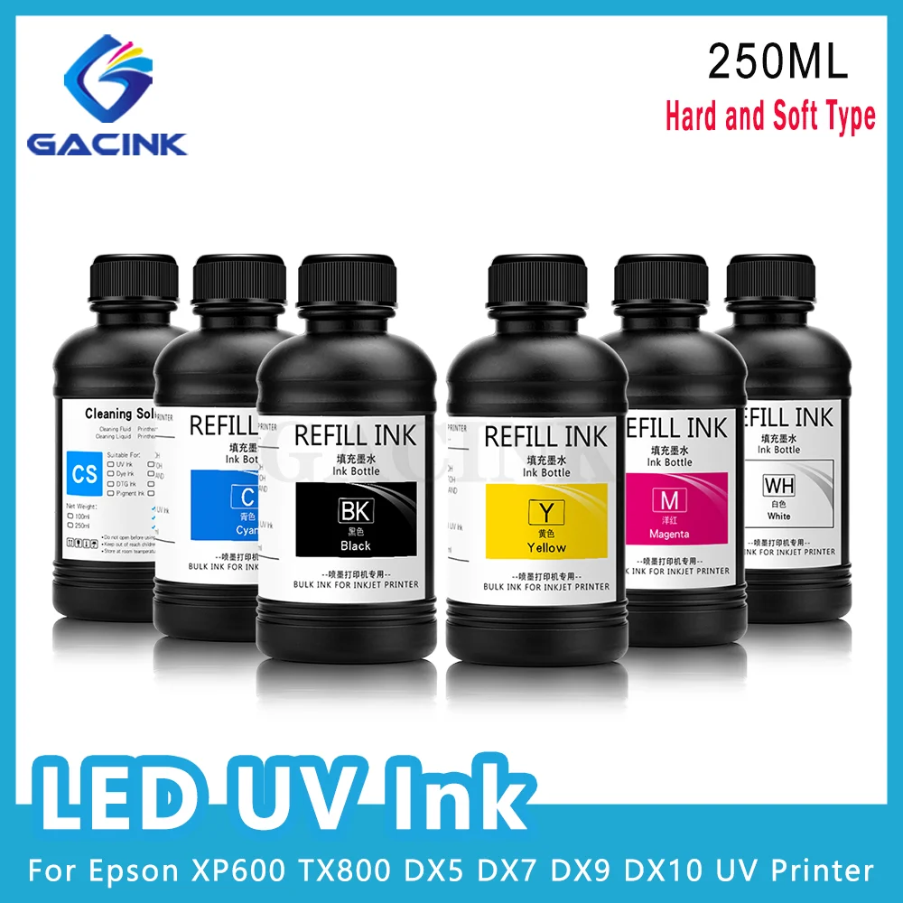 

250ml/Bottle LED UV Ink For Epson L800 L805 L1800 R280 R290 R330 1390 1400 1410 UV Ink For DX5 DX6 DX7 Printhead UV Printer