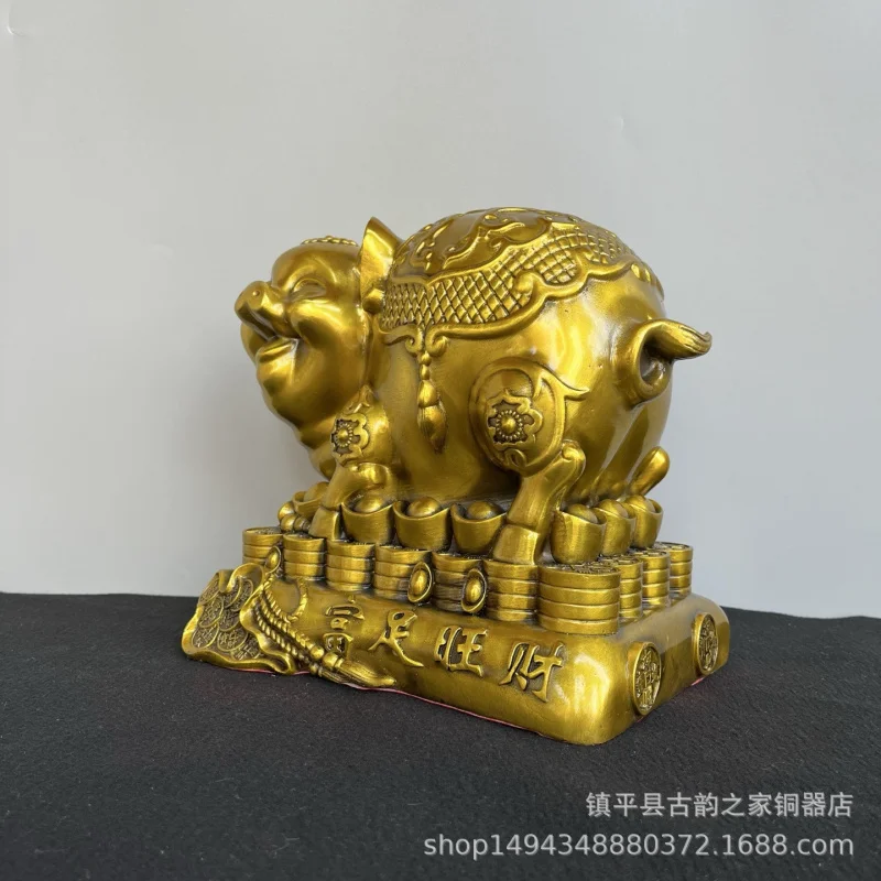 

In and Out Lucky Money Box Pure Copper Golden Ornament Wealth Home Office Front Desk Decoration Zodiac Pig Display