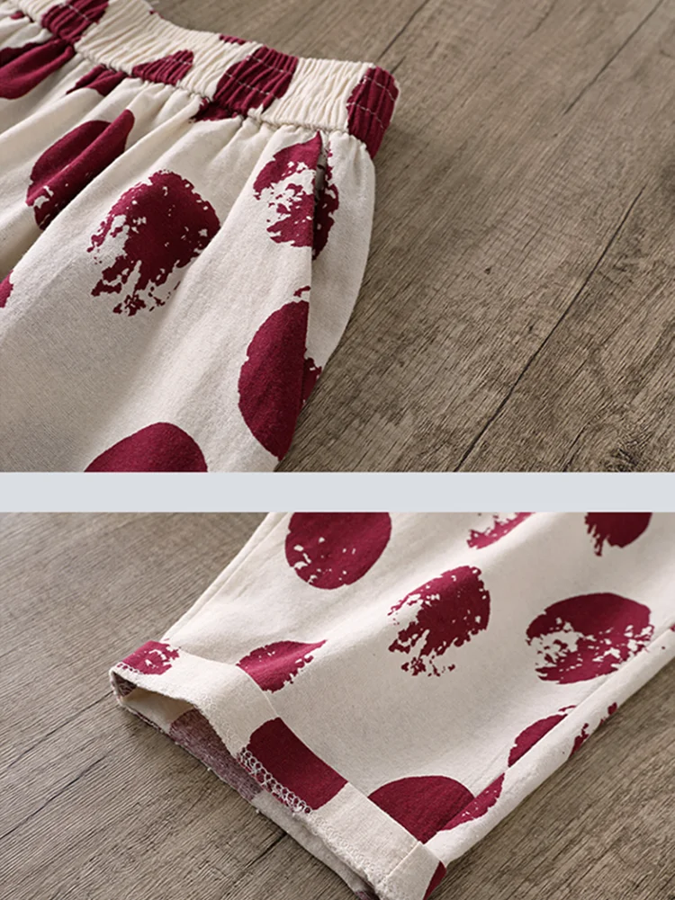 مزيج القطن المطبوعة الحريم السراويل النسائية تسعة قطع رقيقة أمي السراويل الصيف عارضة عالية الخصر فضفاضة تناسب الكورية Sle #2