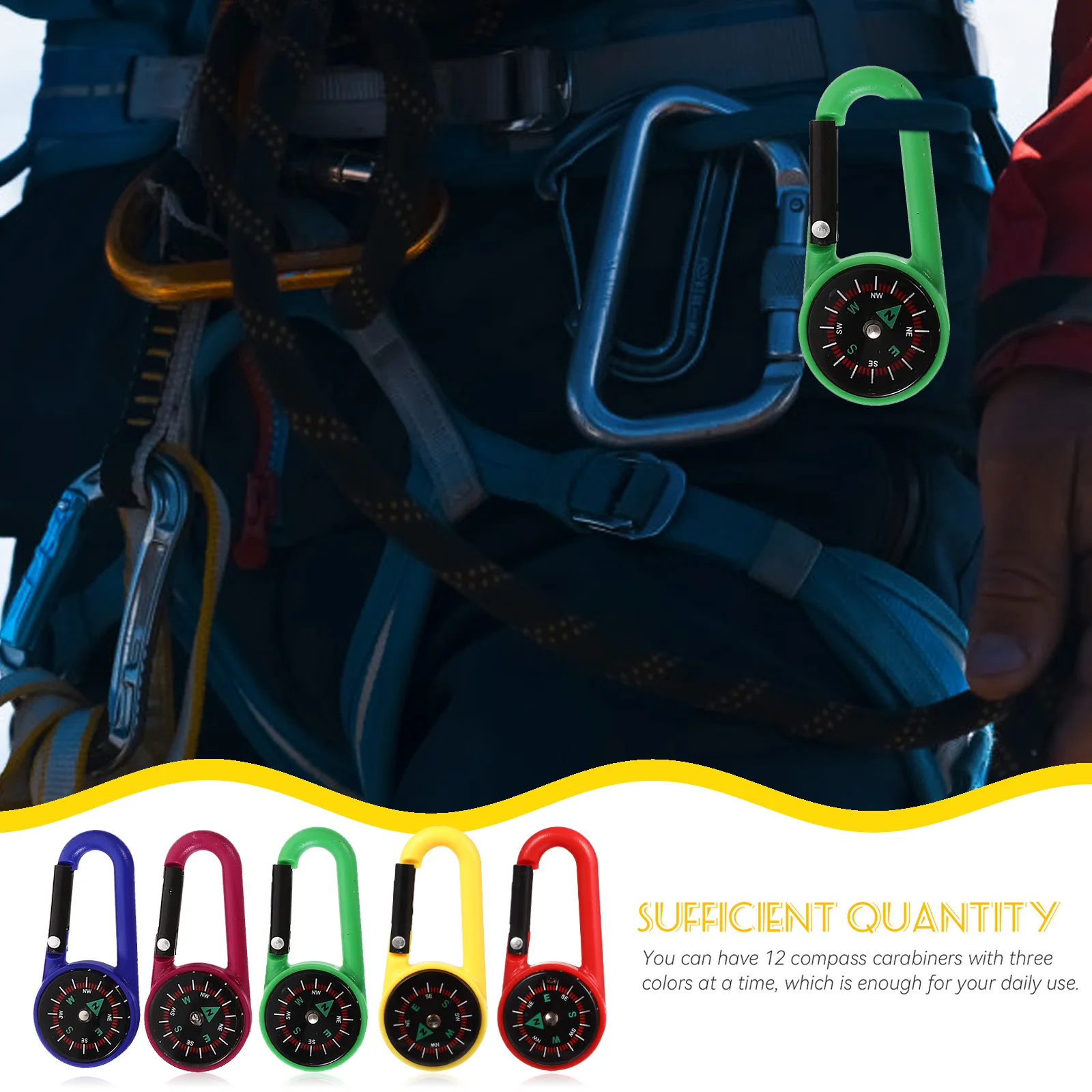 

Compass for Kids Carabiner Keychain Aluminum Alloy Tree Climbing Gear Clip Travel