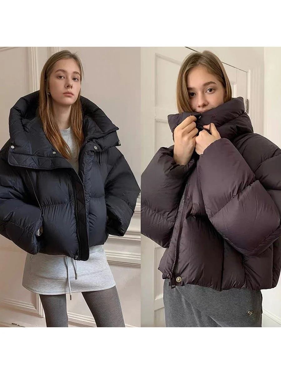 

Ультралегкий теплый пуховик-пальто свободного кроя для женщин, для повседневной носки, с капюшоном, на молнии, укороченный