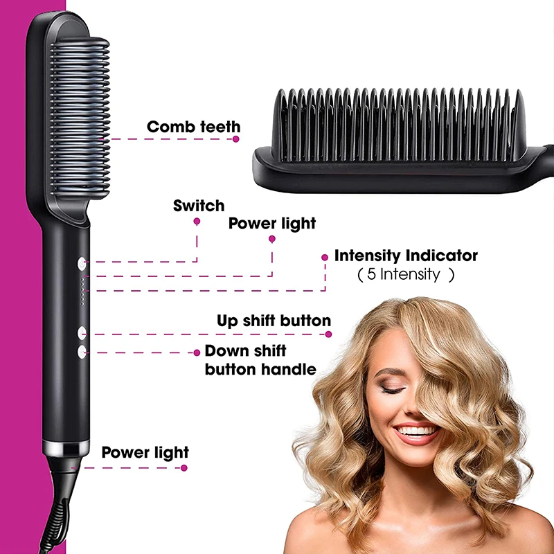 Hair Straightener Professional Quick Heated Electric Hot Comb Hair Comb Personal Care Multifunctional Hairstyle Brush