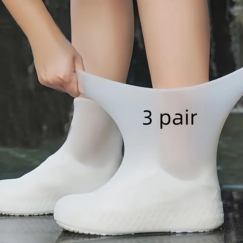 

3 Pairs Boots Waterproof Shoe Cover Silicone Material Unisex Shoes Protectors Rain Boots for Indoor Outdoor Rainy Days Reusable