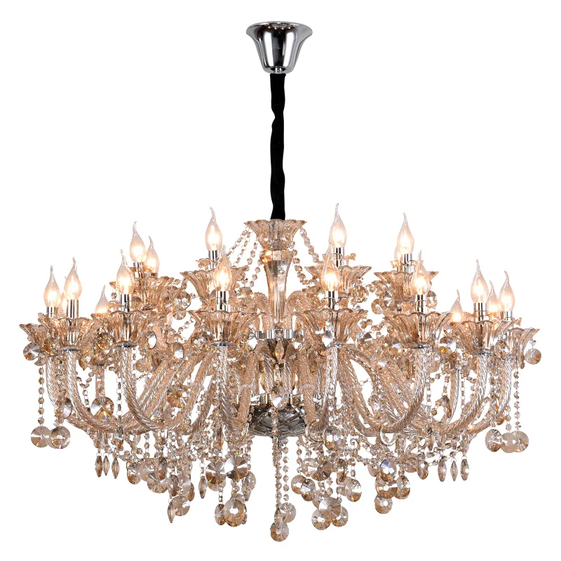 

Crystal Chandelier Living Room Lamp Modern Minimalist Dining Room Bedroom Lamp Luxury Villa Hall Lamp Cognac Color Chandeliers