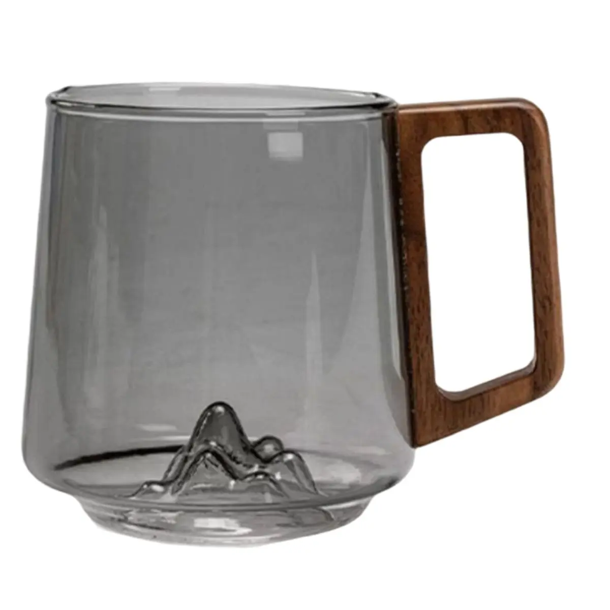 AA14  Glass Single-Layer Side Wooden Handle Drinking Cups Household Large-Capacity Milk Tea Juice Single-Layer Cup