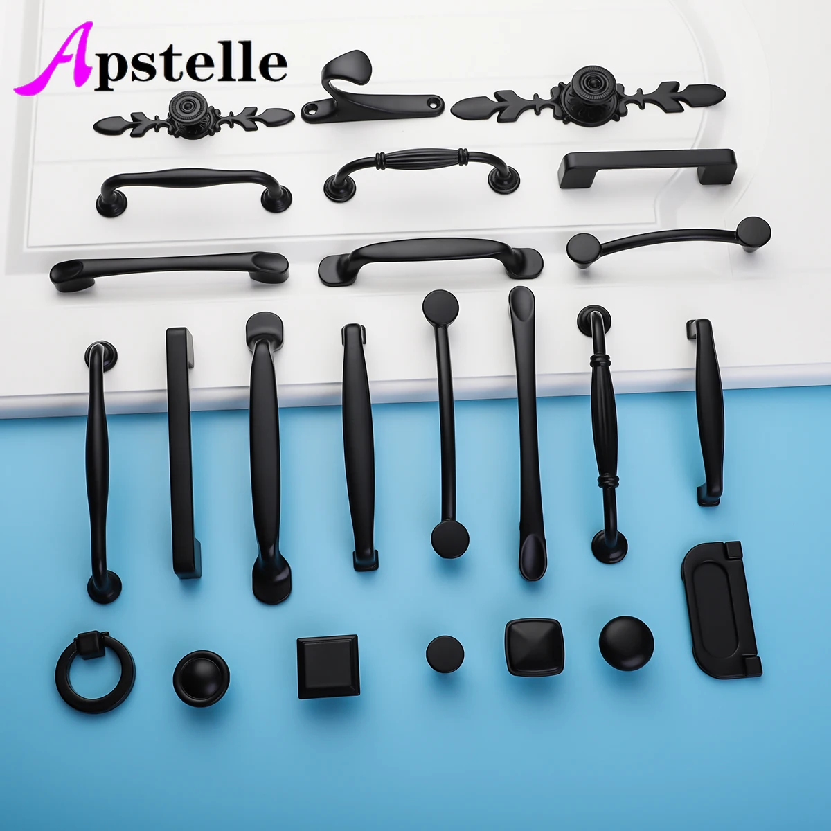 Apstelle Aluminum Alloy Furniture Handles Black INTERIOR DOOR HANDL Kitchen Furniture Knurled Nordic Style INTERIOR DOOR HANDL
