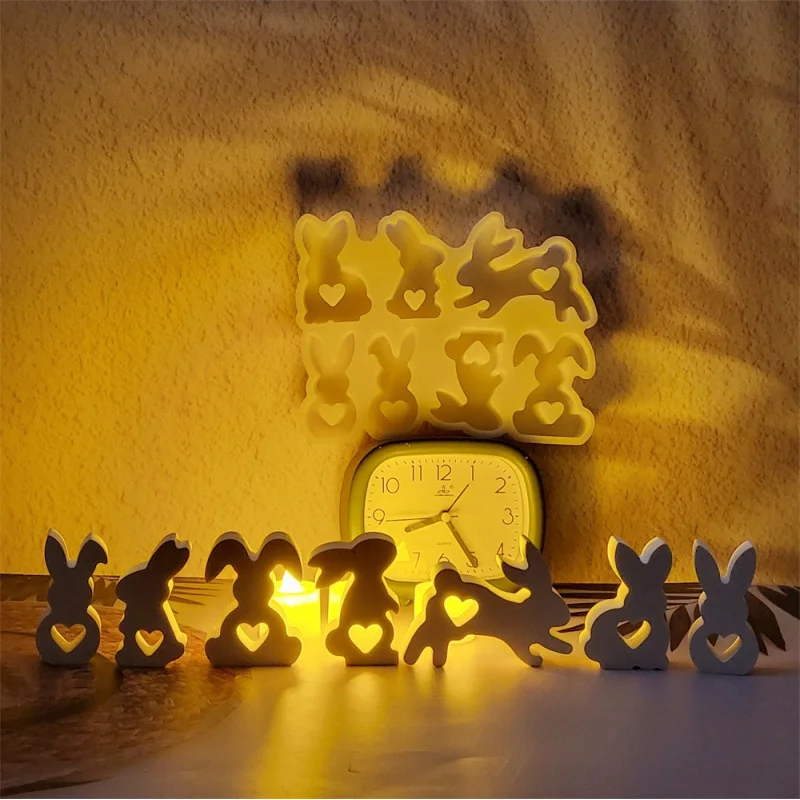 

S0985 Easter Bunny Set Ornament Decoration Cement Plaster MoldDIYSilicone Mold