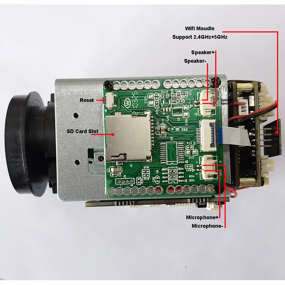 Camhi 4K 8MP 240X Optical Zoom Wifi Wireless IP Camera Module Auto IRIS P2P ONVIF Sony IMX415 WIFI SD Slot Max 256GB For Project