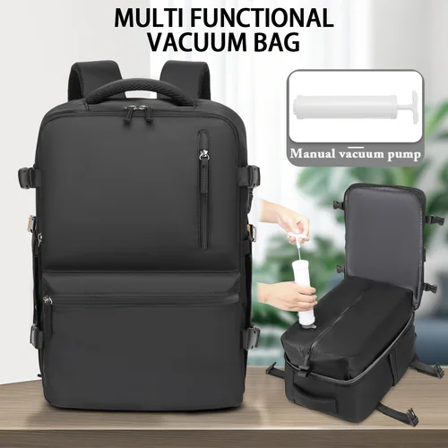 Imagen 2 del producto Mochila universal para equipaje de viaje con compresión al vacío y bomba de vacío: se puede llevar a bordo como equipaje de mano, parte trasera del ordenador portátil