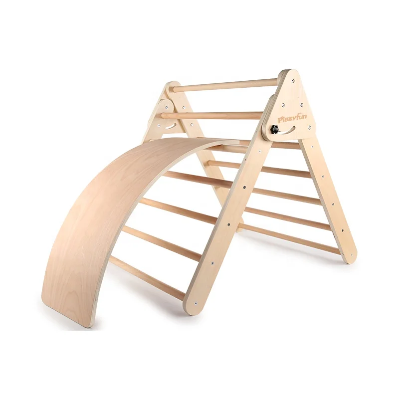 

Kids wobble balance board climbing equipment wooden foldable triangle arch climbing frame