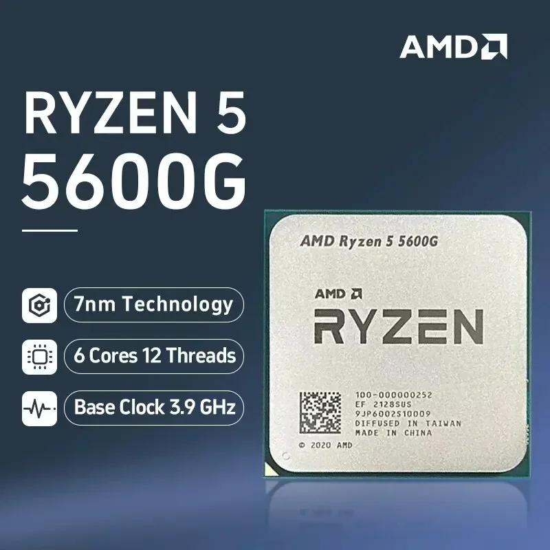 AMD Ryzen 5 5600G 6-Core 12-Thread 3.9GHz DDR4 3200 65W AM4 Socket Desktop Processor CPU Built-in Integrated Chips GPU