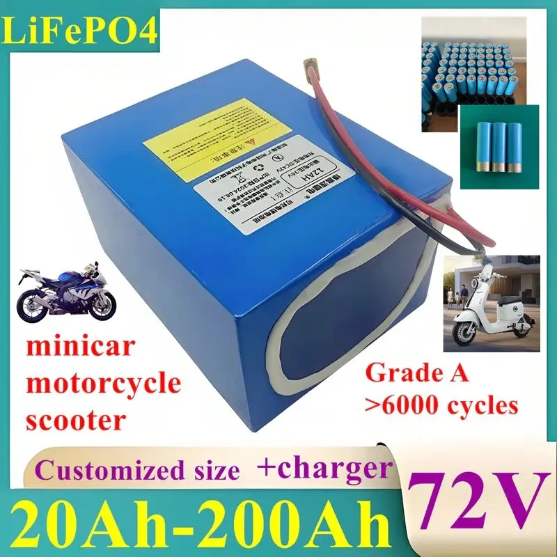 

Witte 72V перезаряжаемая Lifepo4 200Ah 30Ah 40Ah 50Ah60Ah литиевая батарея для двухколесного электрического мотоцикла 1KW 2KW 3KW трехколесного велосипеда