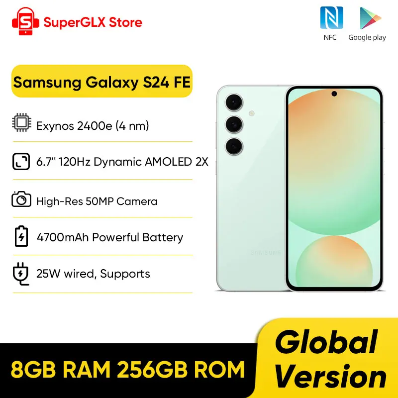 2024 ใหม่ Samsung Galaxy S24 FE Exynos 2400e 6.7 "120Hz จอแสดงผล AMOLED ความละเอียดสูง 50MP กล้อง Android14 Samsung S24 FE AI สมาร์ทโฟน