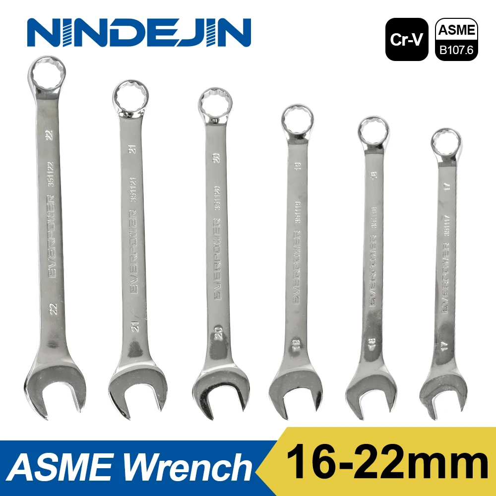 NINDEJIN open end wrench tool 16 17 18 19 20 21 22mm combination wrench hex spanner wrench for hex nuts