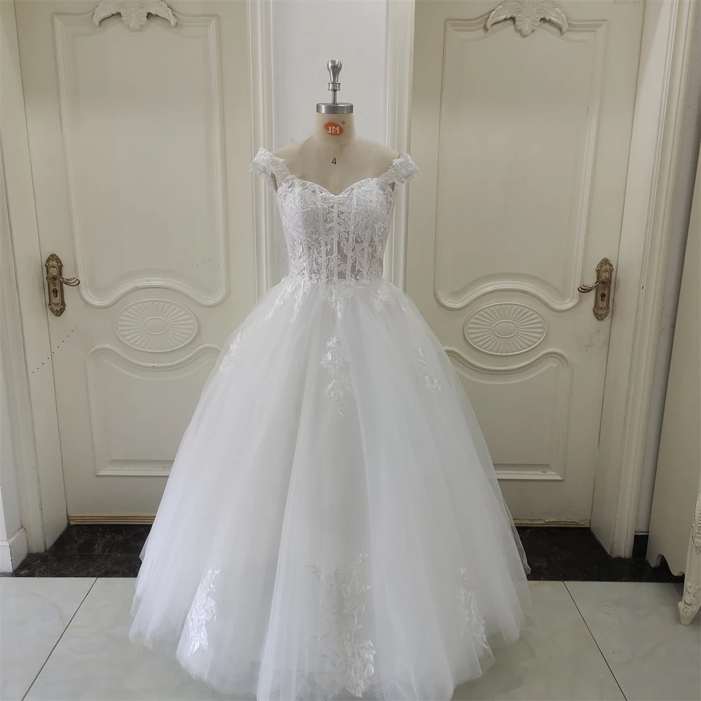 Personalizado zj9361 requintado fora do ombro vestidos de casamento querida applique vestidos de noiva a linha feito sob encomenda