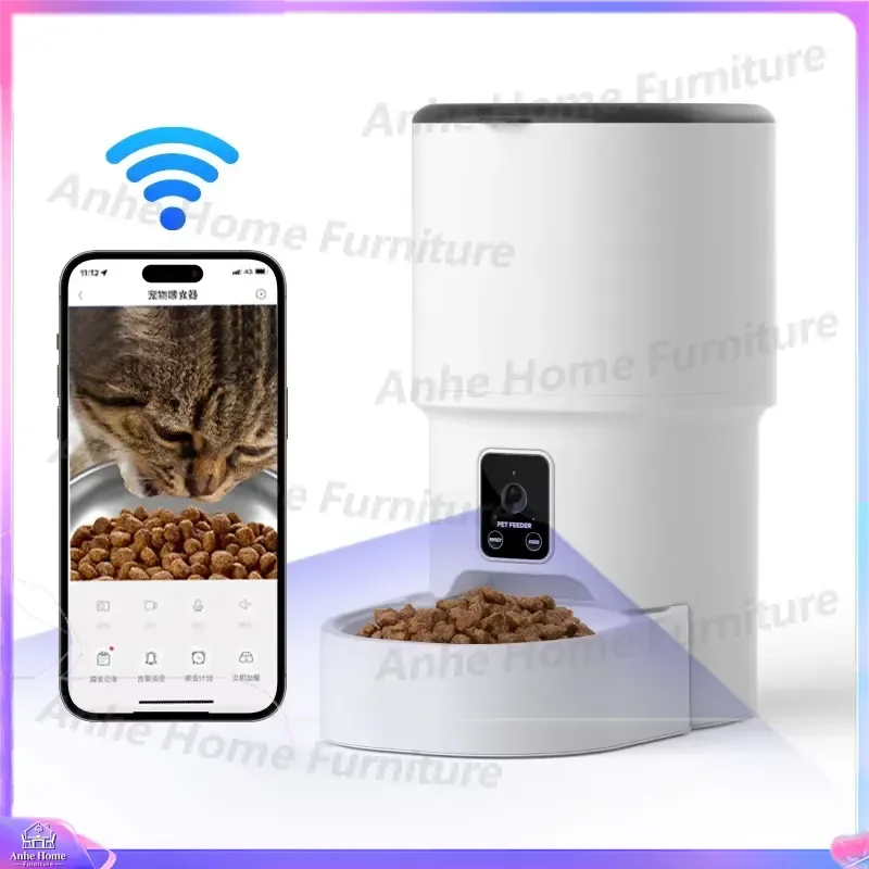 4L Smart Pet Feeder WiFi Automatic Dog and Cat Feeder with Precise Timing Scheduled Feeding Waterproof Charging Function