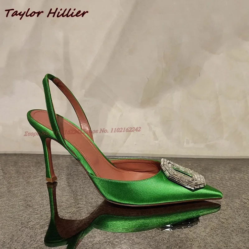 Zapatos de tacón ovalados con hebilla de diamantes de imitación, sandalias con punta estrecha y tacón bajo, tacones altos, vestido de fiesta elegante y Sexy, zapatos de mujer